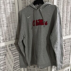 Nike Gray Hoodie with Red Ole Miss Logo